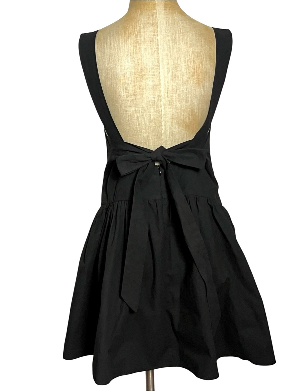 CAARA Black Open Back Bow Mini Dress Cotton Fit & Flare Size M NWT - Picture 4 of 12